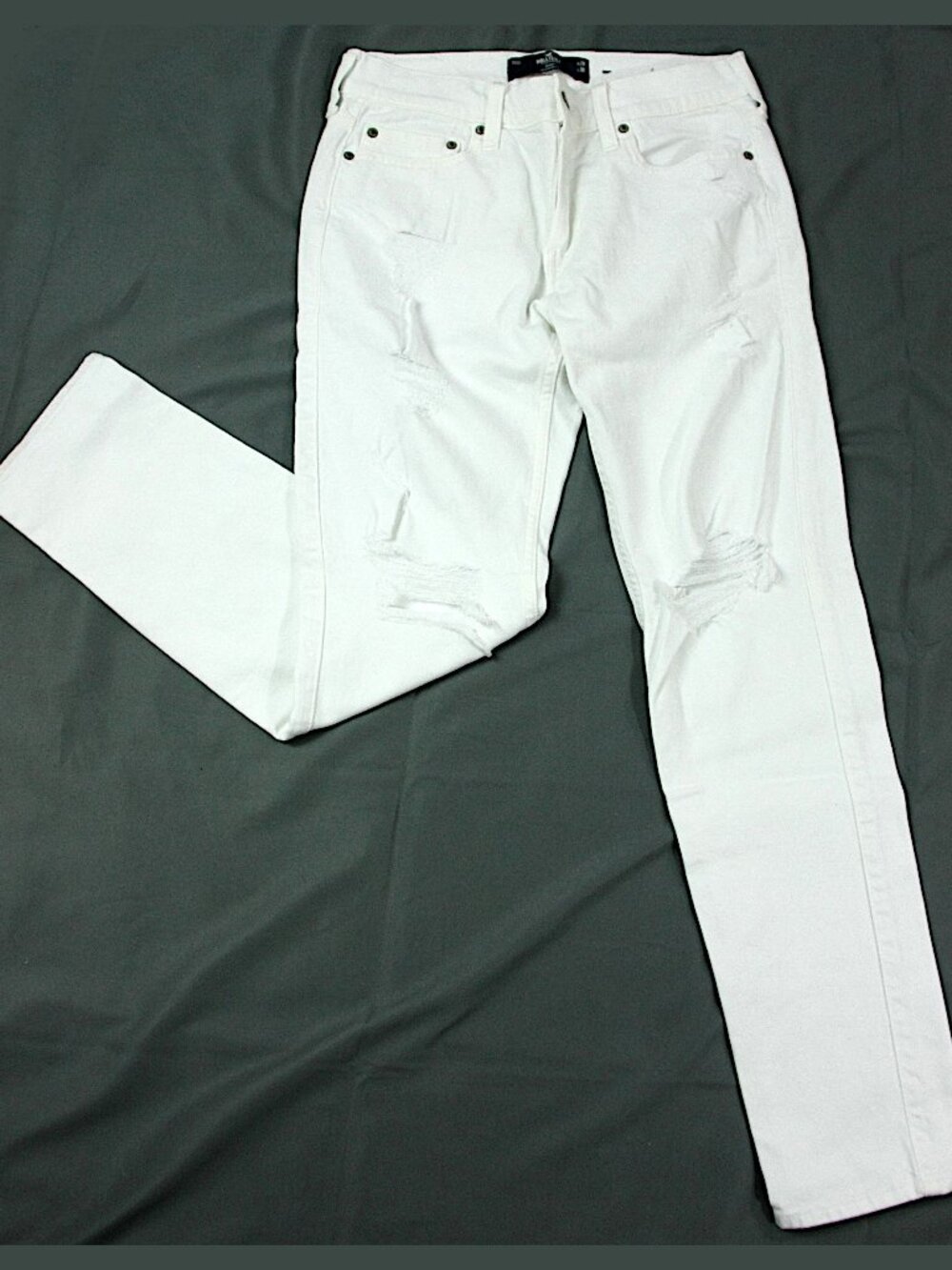 Hollister White Skinny Distressed Stretch Jeans 29 Summer Coastal Casual